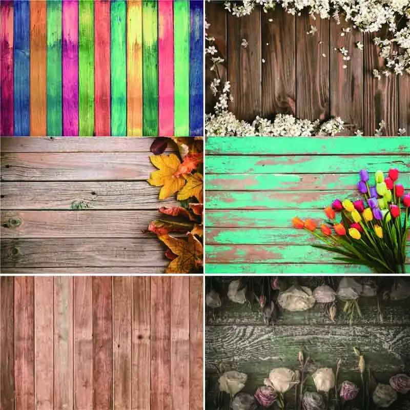 

Vinyl Custom Photography Backdrops Prop Flower and Wood Planks Theme Photography Background C20422-01