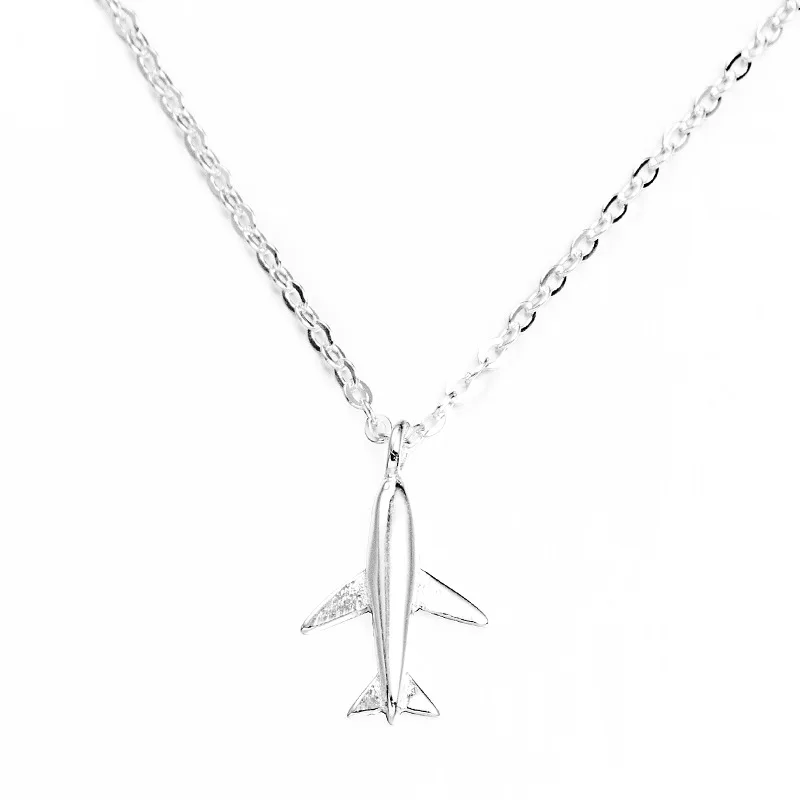 Женское ожерелье с подвеской в виде самолета из серебра 100% пробы|pendants for women|airplane