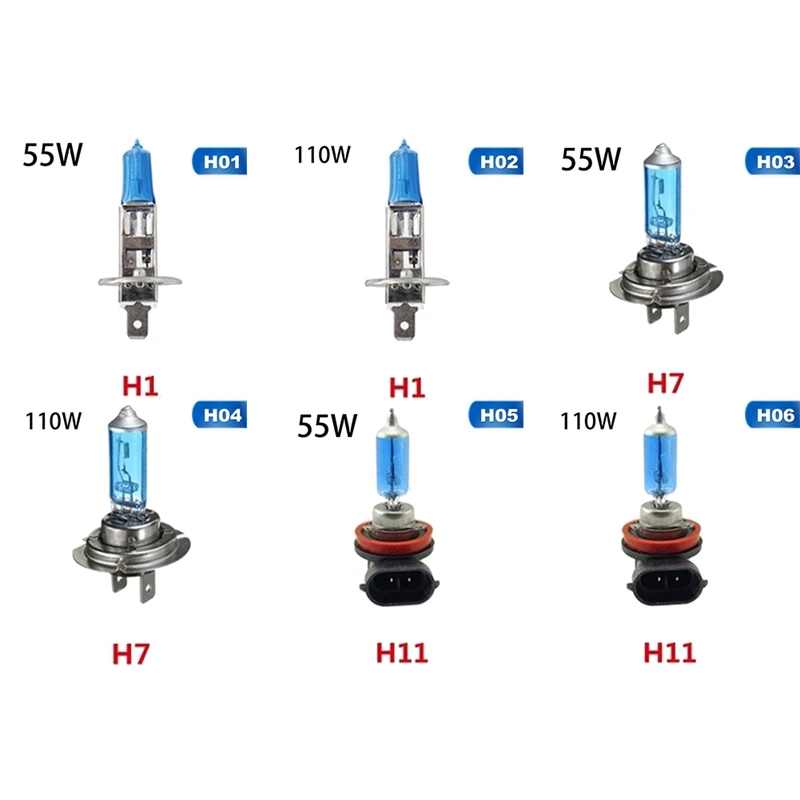 Автомобильная лампа H1 H7 H11 55W 100W супер галогенные белые фары кварцевая стеклянная