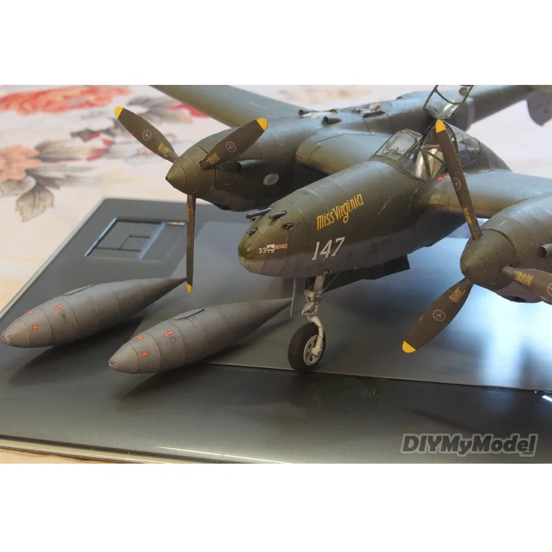 Modelo de papel de tarjeta para adulto, P-38G estadounidense, caza rel&aacute;mpago, papercraft, escala 1:33, avi&oacute;n militar, trabajo Manual, nuevo de 2020-3