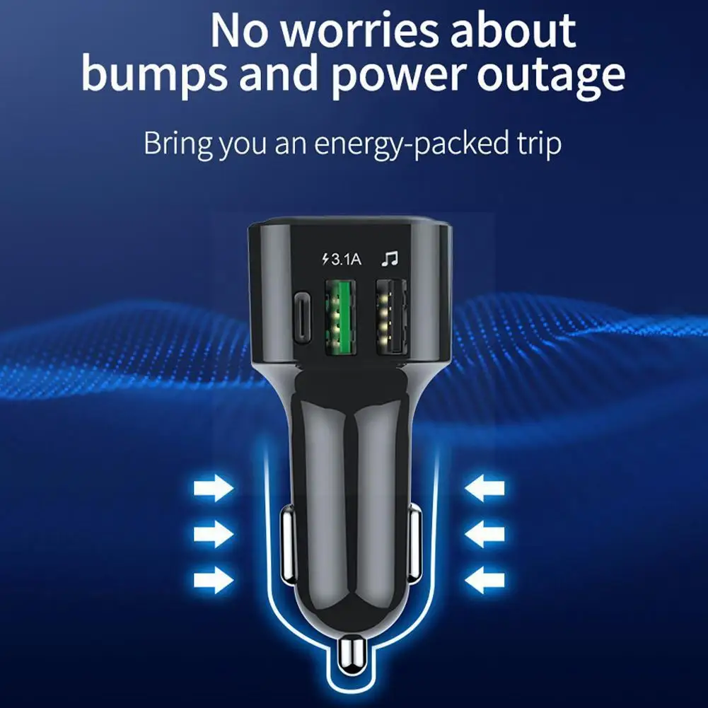 

Bluetooth 5.0 Fm Transmitter 3.1a Fast Car Charger Lights Hands-free Mp3 Usb/pd Player Colorful Wireless Call Audio Atmosph J0c6