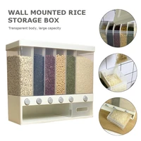10kg wall mounted divided rice and cereal dispenser automatic plastic cereal storage box 6 moisture proof automatic rack kitchen