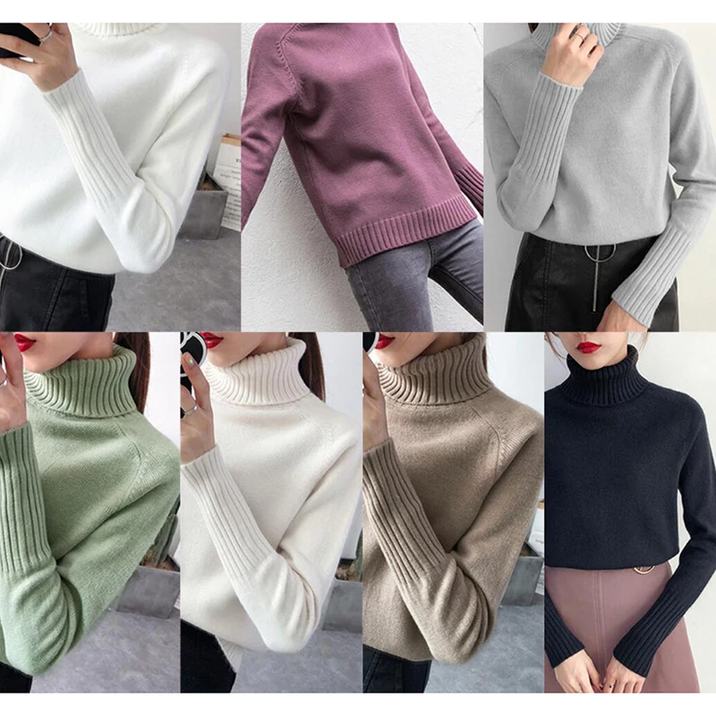 

women Sweater Female Turtleneck Autumn Winter Cashmere Knitted Sweater And Pullover Female Tricot Jersey Jumper Pull Femme 2020
