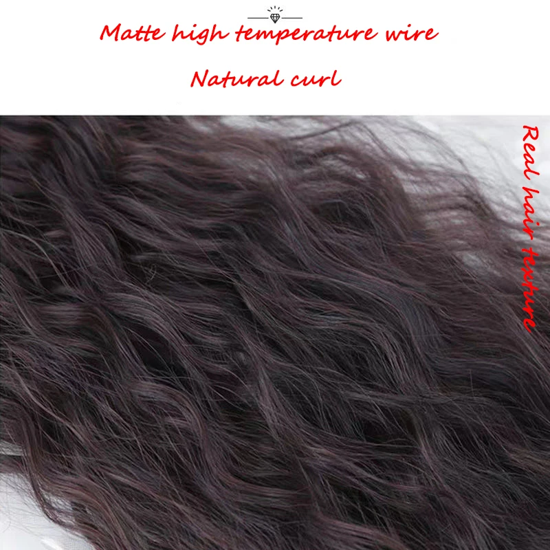 

XINRAN Synthetic Hairpiece Claw Clamp Hair Extensions Corn Curly Long Ponytail Brown Blonde Pure Color Pony Tail Corn Ear Perm