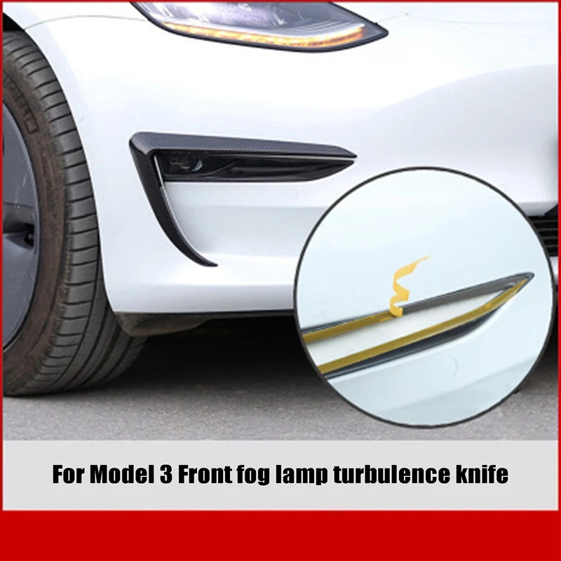 

Front Fog Light Eyebrow Cover Trim Front Bumper Trim Car Front Blade Trim for Tesla Model 3 2017-2019