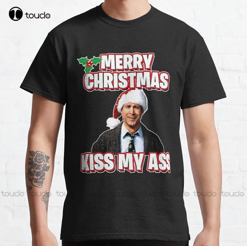 

Merry Christmas Kiss My Ass Christmas Vacation Classic T-Shirt T-Shirts For Men Graphic Custom Aldult Teen Unisex Xs-5Xl New