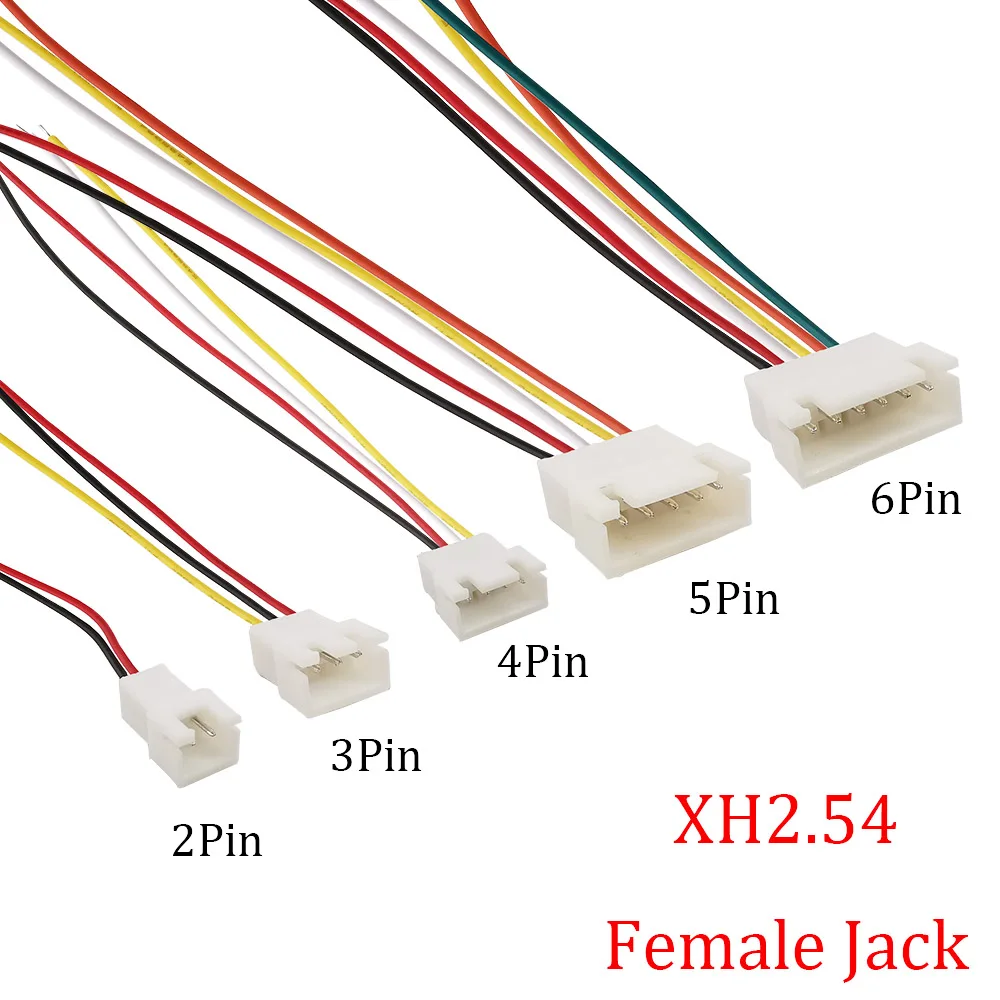 

10Pcs JST XH2.54 Connector 2.54mm Pitch 26AWG 2-6Pin Female Jack Wire Connector XH2.54mm 2P 3P 4P 5P 6P 20CM Cable Jack Adapter