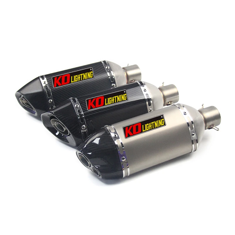 

51mm Universal Motorcycle Exhaust Vent Pipe With Silencer Stainless Steel Carbon Fiber 370mm Modified For ATV Street Bike