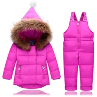 kids ski suit infant boys girls warm duck down parka jacket coat bib pants snow wear winter children overalls clothing sets