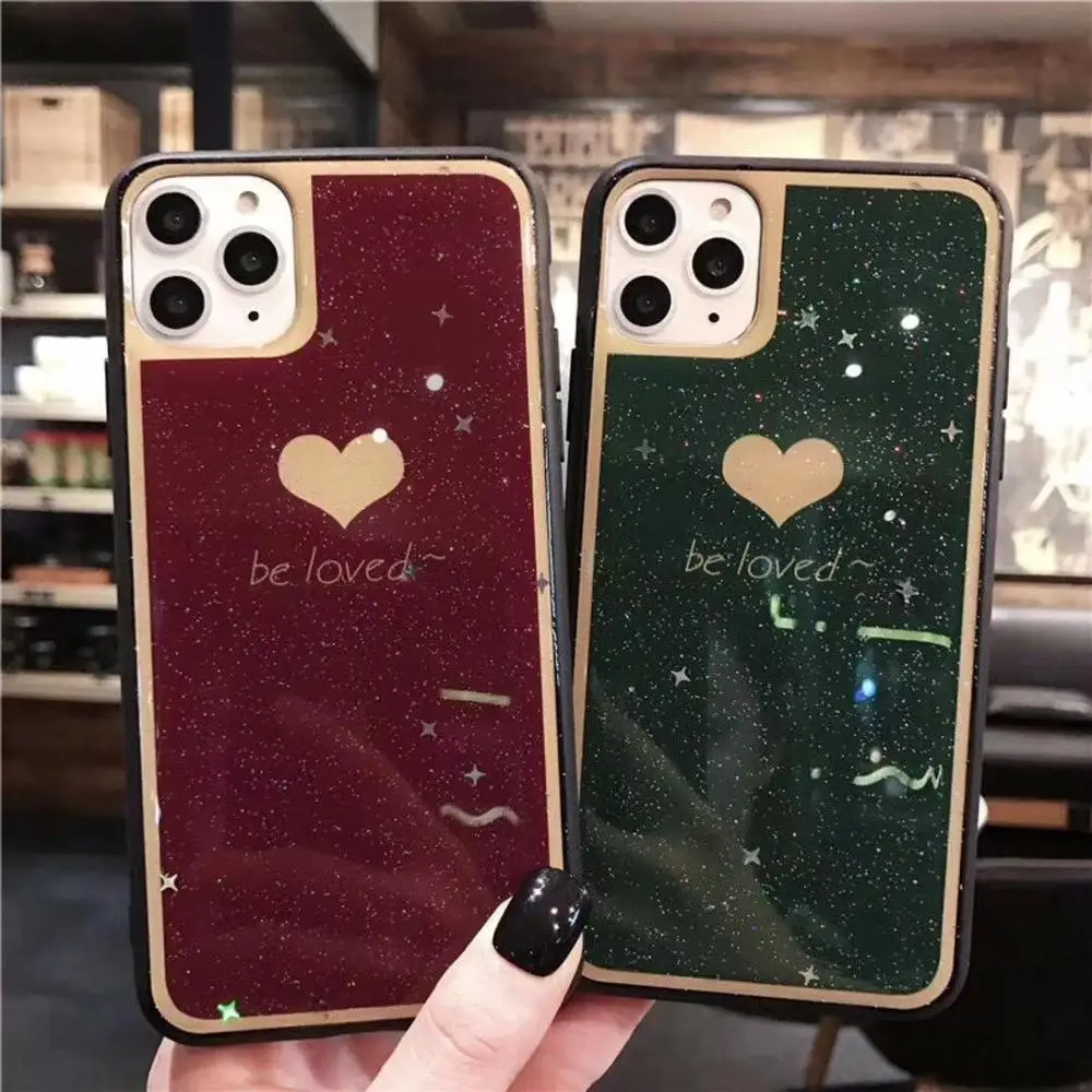 Мягкий силиконовый чехол для телефона iPhone 7 8 6 s Plus X XS XR 11 Pro Max блестящая эпоксидная