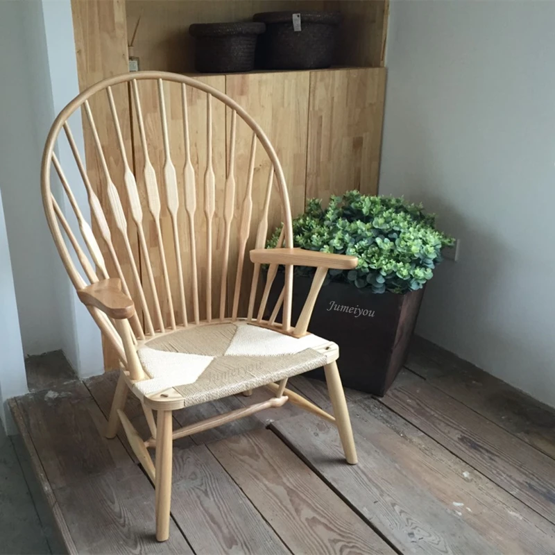 

Стул GY с павлином, креативное кресло для балкона, простое современное кресло для отдыха в спальне, скандинавский стул из массива дерева