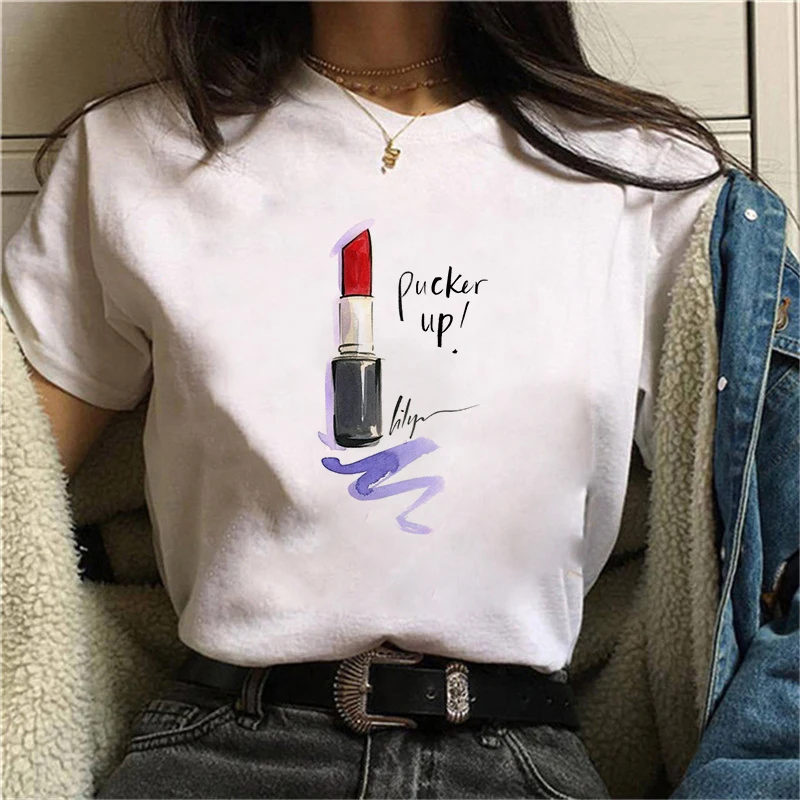 

Graphic tees tops New Fashion girl dress Cosmetics tshirts women funny t shirt white Tops casual short Camisetas Mujer_T-Shirt