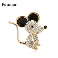 funmor cute mouse brooch animal pin crystal enamel jewelry for kids women daily party accessories corsage alloy ornaments gifts