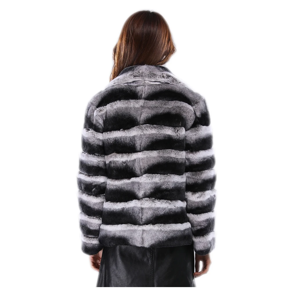 Женская зимняя шуба из натурального меха шиншиллы Толстая теплая объемная