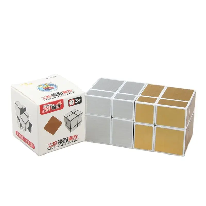 Зеркальный кубик 2x2x2 профессиональный золотистый и серебристый magico головоломка