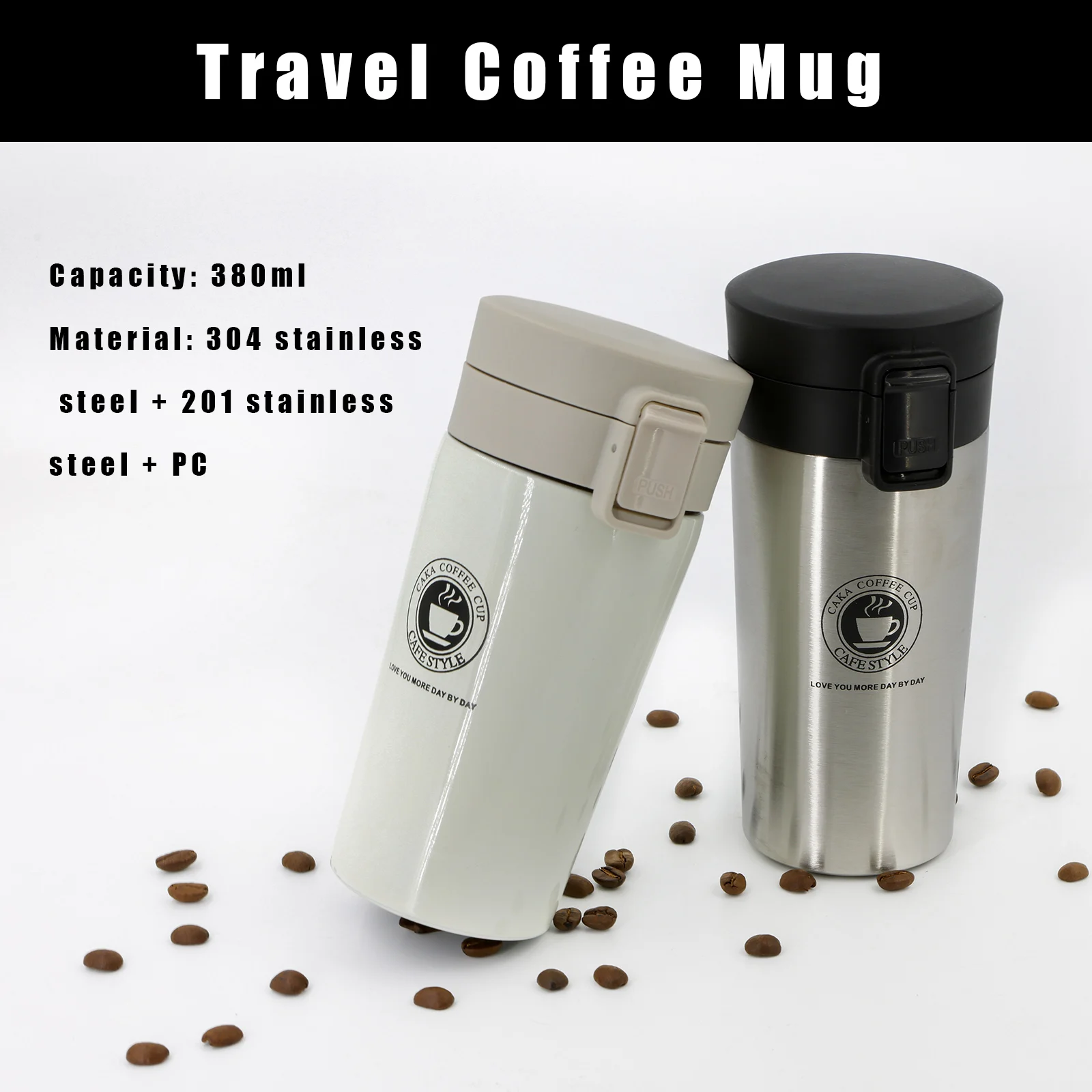 

380ML HOT Premium Travel Coffee Mug Stainless Steel Thermos Tumbler Cups Vacuum Flask thermo Water Bottle Tea Mug Thermocup