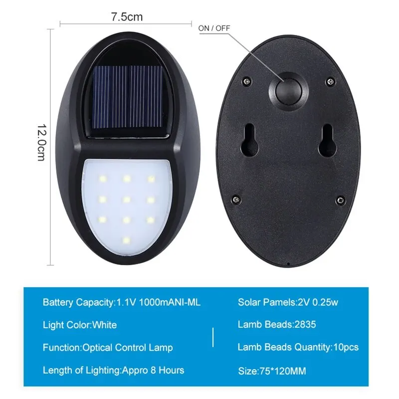 Водонепроницаемый светодиодный настенный светильник на солнечной батарее