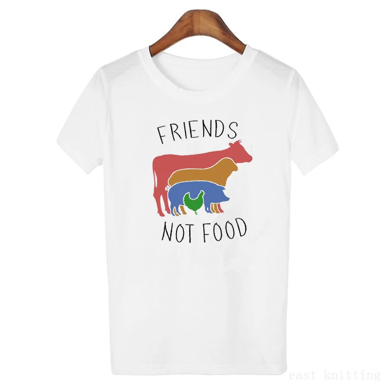 Футболка с надписью Friends Not Food Винтажная футболка подарок для веганов
