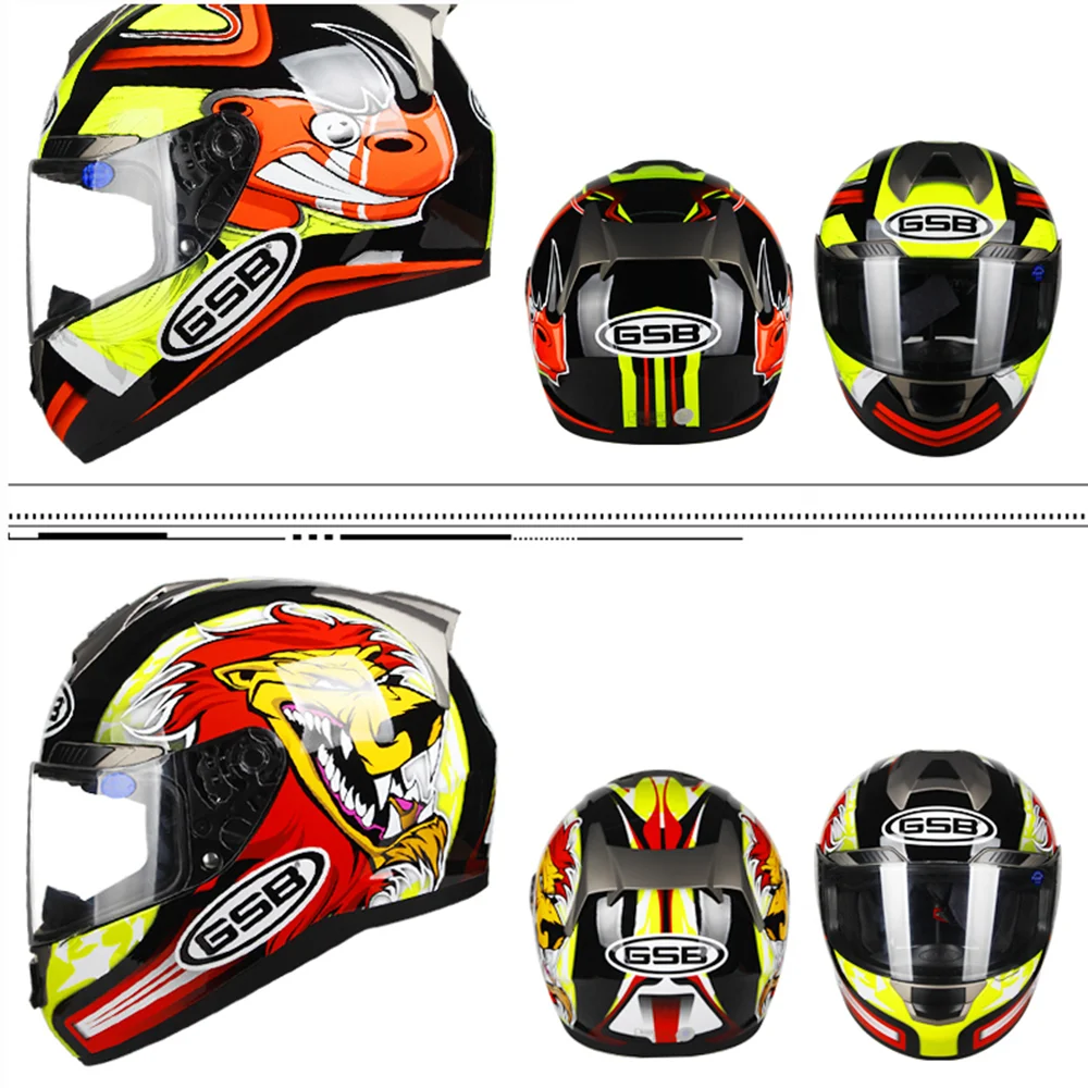 GSB New Full Face Motorcycle Helmet Motorbike Motocross Helmet Riding Racing Casco Moto Crash Helmet Motorcycle ECE Approved enlarge