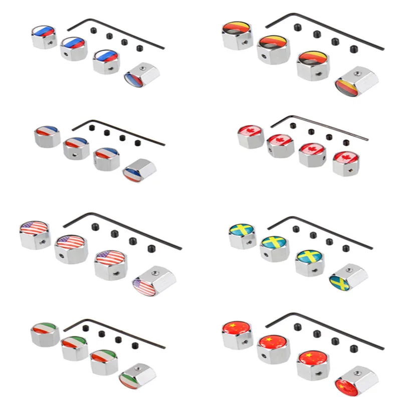 Для логотип национального флага колеса крышки стержня вентиля шины Стикеры для