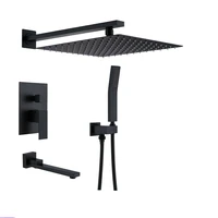 black shower set high end hotel square concealed simple wall mounted
