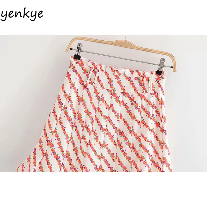 

Multicolor Floral Print Skirt Women Side Zipper High Waist A-line Mini Skirt Elegant Female Fashion Summer Skirt jupe femme