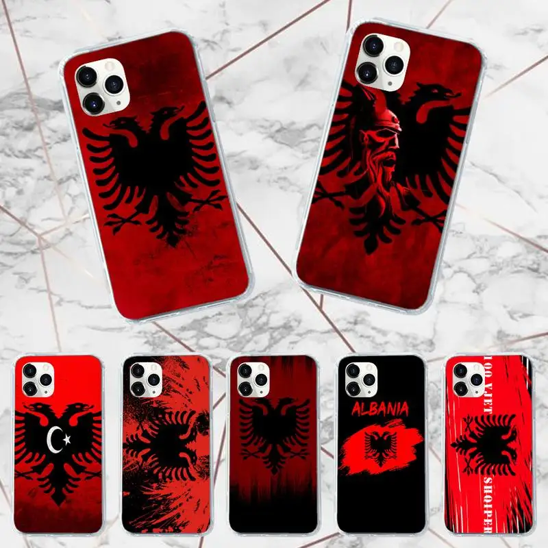 

Albania Flag Eagle Phone Case Transparent soft For iphone 12 11 13 7 8 6 s plus x xs xr pro max mini