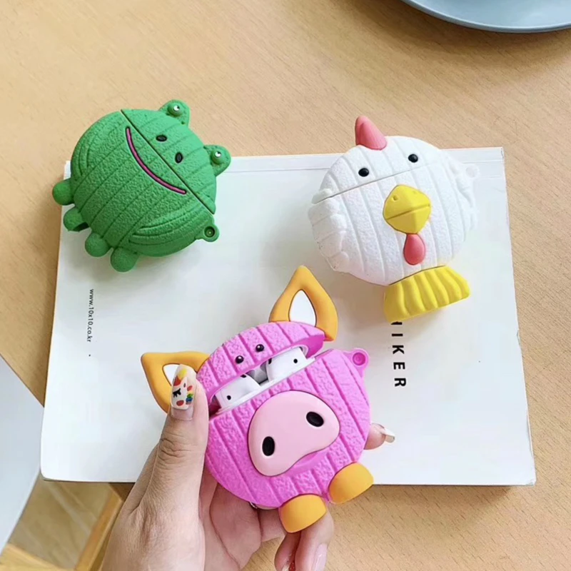 Наушники в форме мыши чехол для Airpods 2 Чехол милый с рисунком свиньи Для Apple Air pods