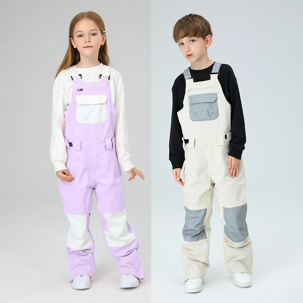 

Children's Ski Wear Ski Snowboard Pants Boys Girls Backpack Waterproof Windproof Warm Durable Patchwork Outdoor Sports Trousers