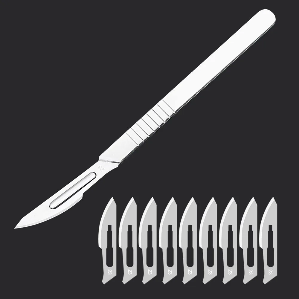 

10pcs 11# 23# Carbon Stainless Steel Knife Surgical Scalpel Blades Handle Scalpel DIY Cutting Tool Animal Sculpture Carving