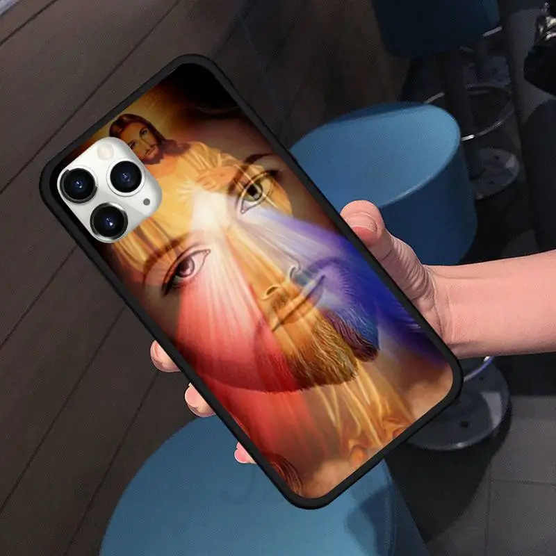 

Divine Mercy Jesus Cross Custom love heart Phone Case For iphone 7 8 12 11 XR XS pro Max Mini plus Soft silicone cover shell