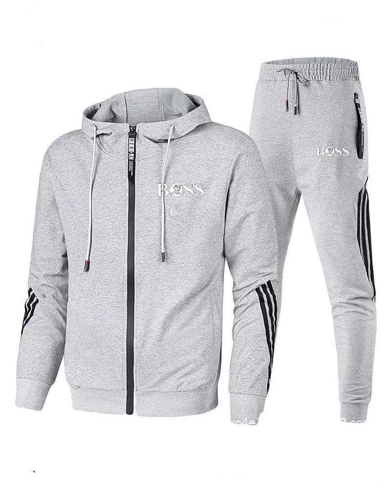 

New BO Men's Autumn Suit Zipper Hoodie + Pants Two Pieces of Casual Sportswear Men's Sportswear Gym Brand Clothing Sportswear