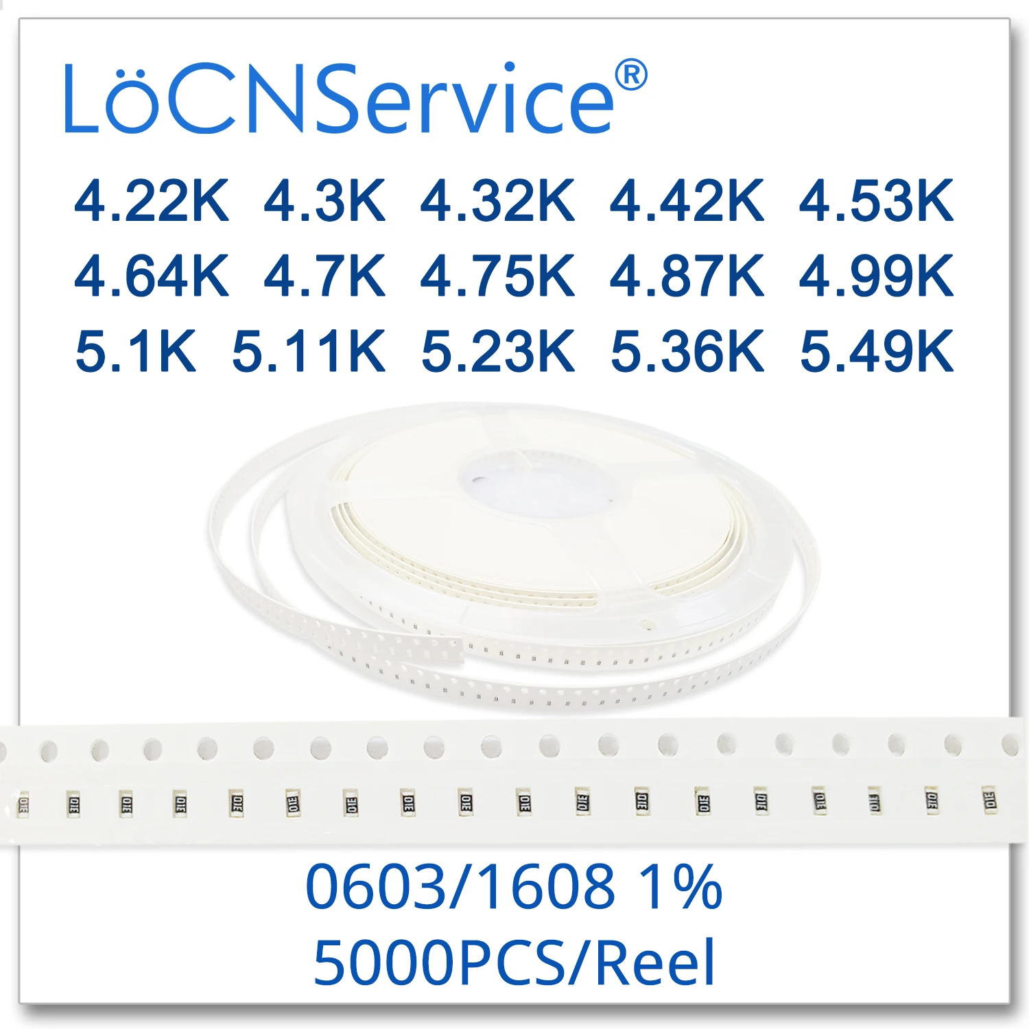 Резистор LoCNService 0603 1% 5000 шт. 4 22 K 1 12 42 53 64 7 75 87 79 5 11 23 36 49 1608 | Электроника
