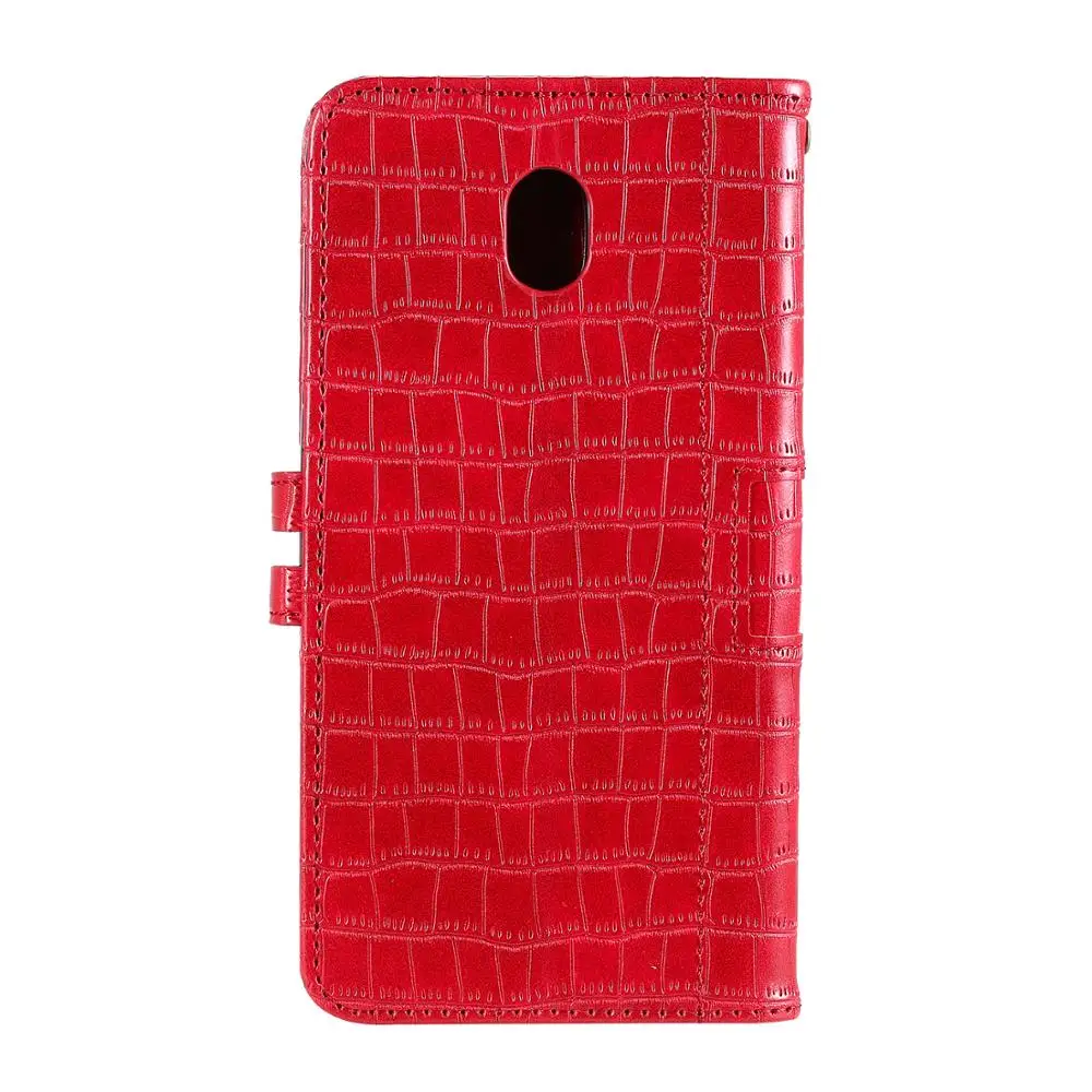 Luxury Crocodile PU Leather Flip Case For Samsung Galaxy J3 J4 J6 Plus J8 2018 Cover Stand Wrist Strap | Мобильные телефоны и