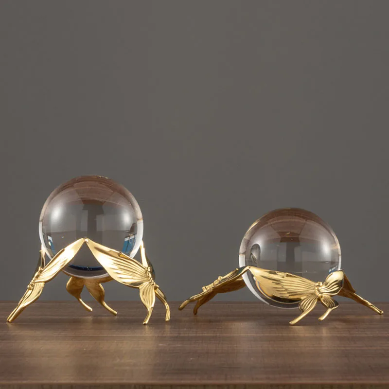 

Nordic Butterfly Crystal Ball Artware Sculpture Home Decoration Accessories Modern Art Glass Statue Room Decor Ornament Craft