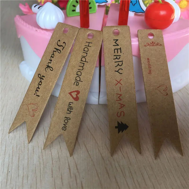 300 шт./лот двухцветные длинные полосы Дизайн Висячие крафт-бумаги бирки для
