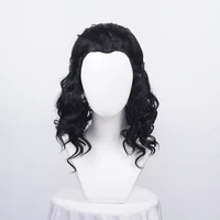 advengers loki cosplay wigs loki black curly heat resistant synthetic hair comic loptr role olay party wigs wig cap