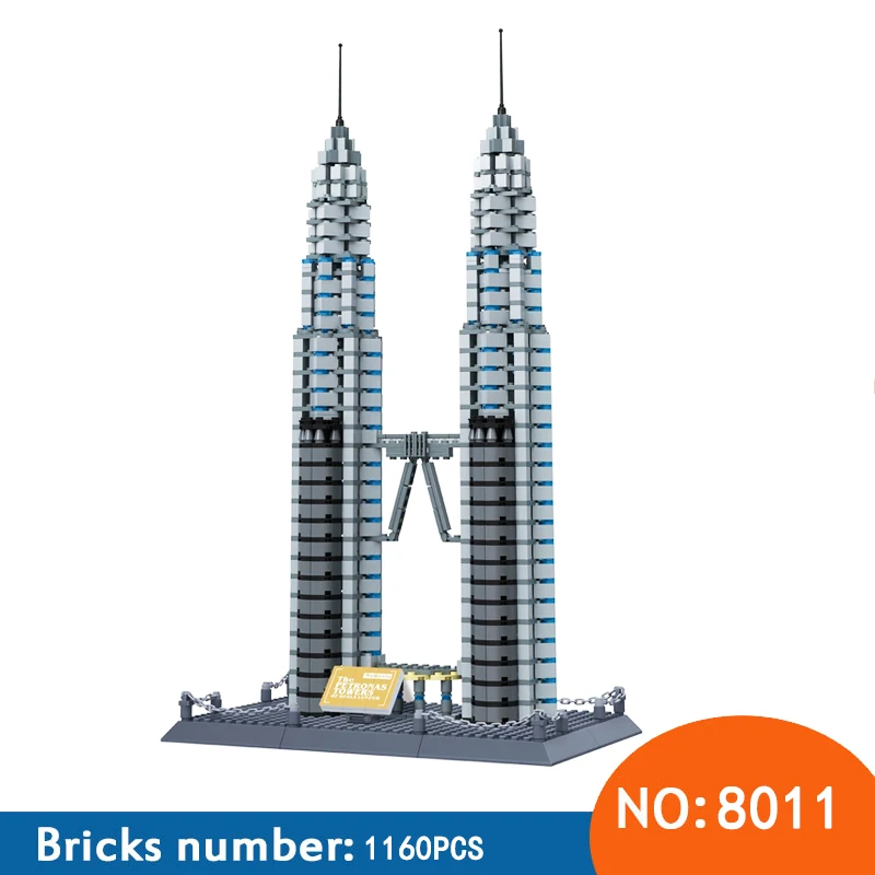 Wange 8011 новая известная серия в области архитектуры Kuala Lampur Petronas Tower 3D модель