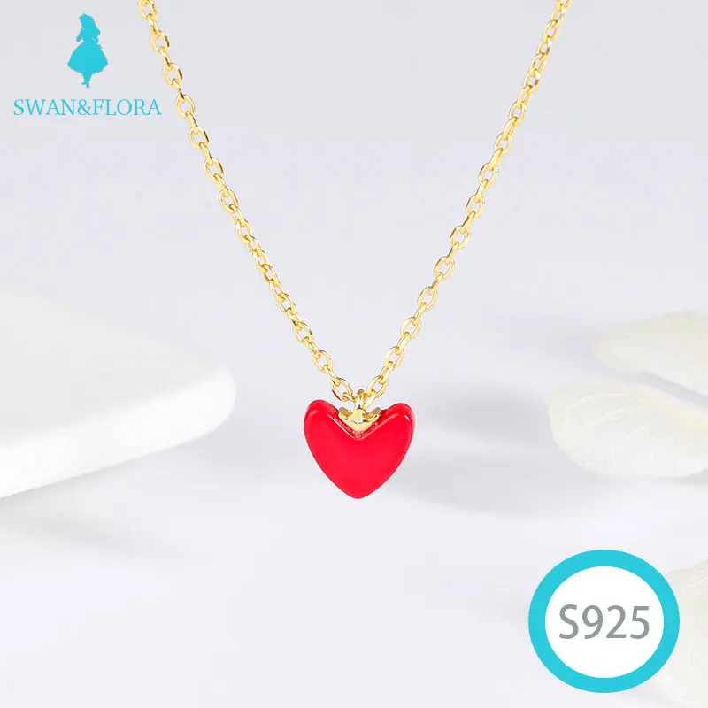 

Japanese red heart necklace Heart Pendant clavicle chain Pendant Necklaces Women sterling silver necklaces 925 for women