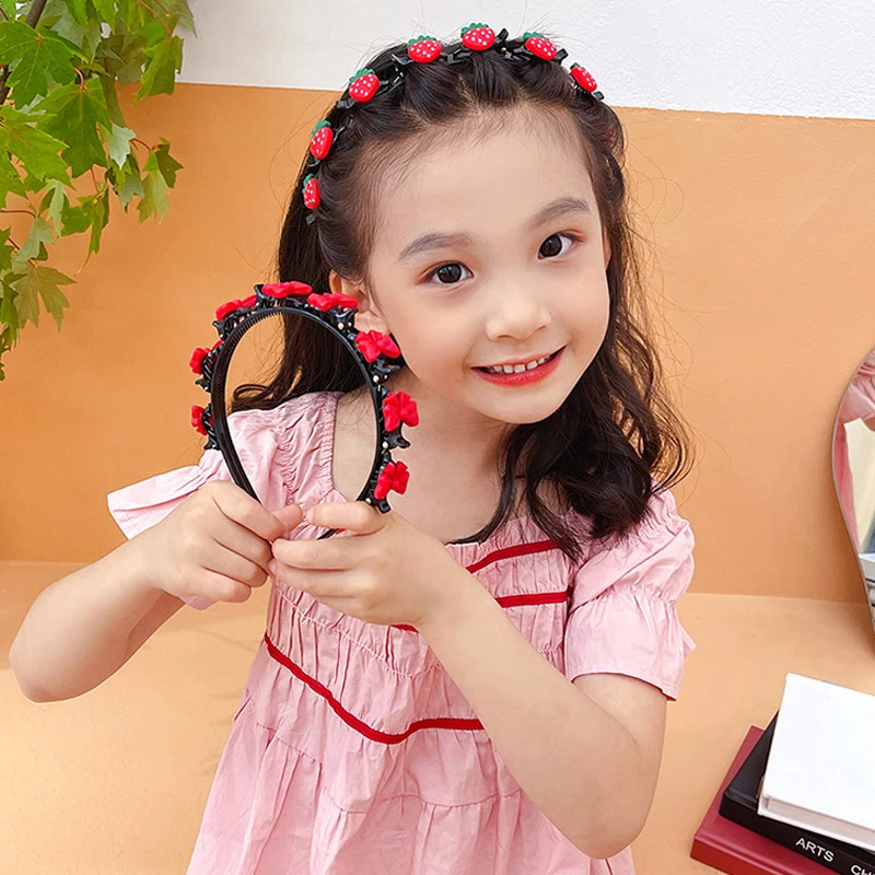 Модная заколка для волос повязка на голову с клубникой милый зажим цветами и