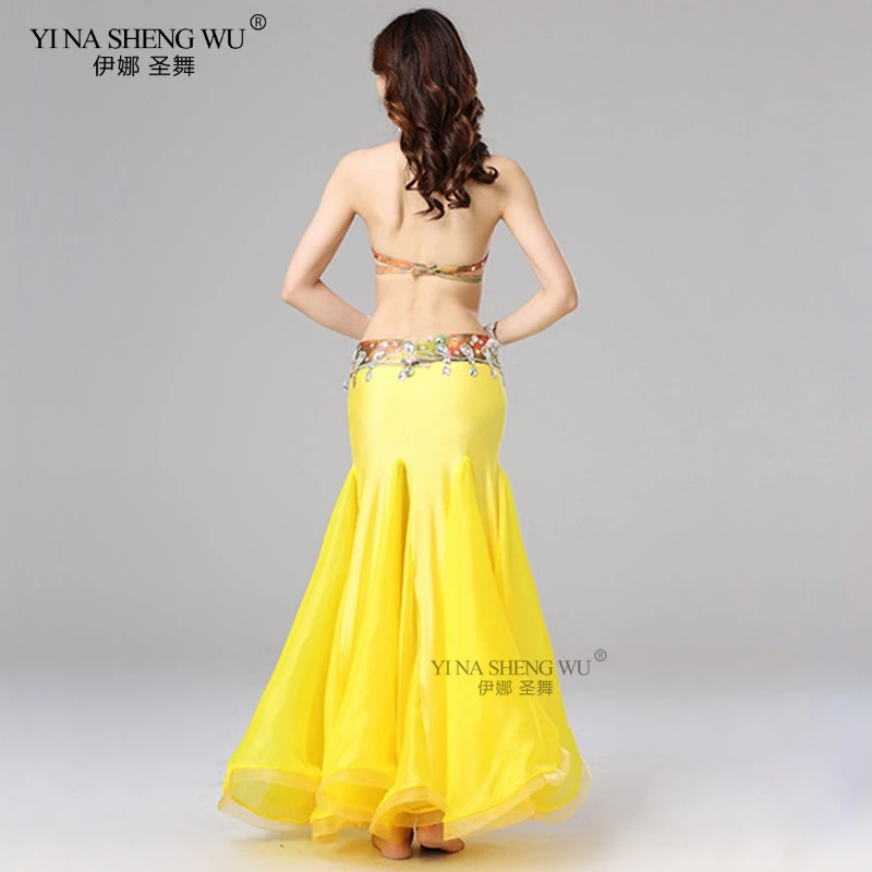 Женский Египетский танцевальный костюм желтый с бисером и чашкой 34B/36B/38B в