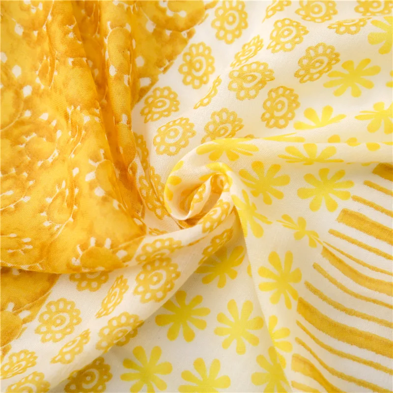 2020 Женский Осенний желтый шарф из вискозы в горошек с цветочной кисточкой