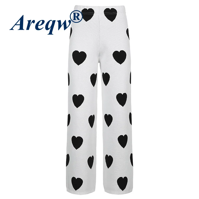 

Love Knitted Wide-leg Pants Women 2021 New Women's Pants Fashion Drape Loose High Waist Casual Trousers