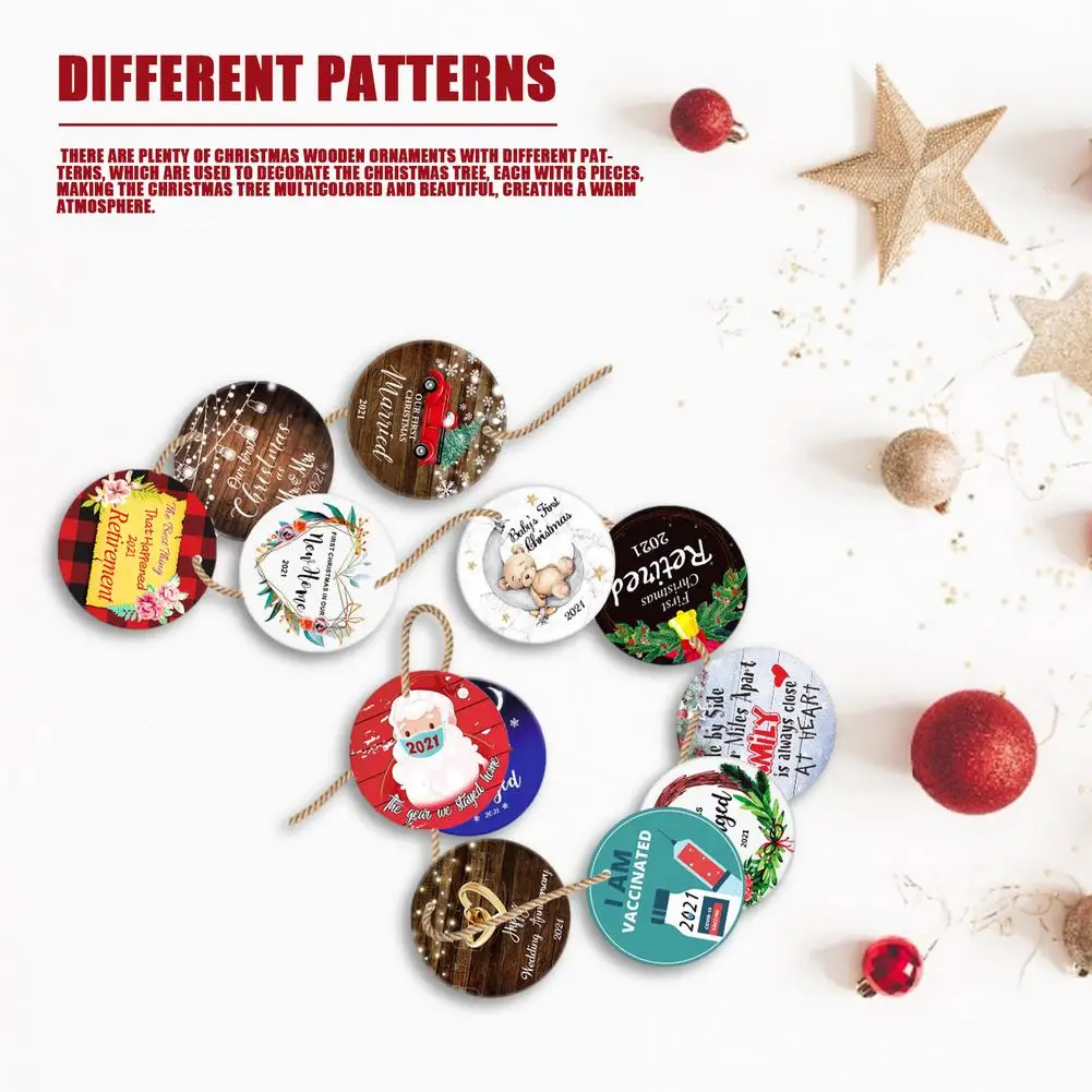 

Christmas Ornament Round Shape Christmas Tree Pendant Festival Bar Christmas Decoration Home Party Decoration Wooden Ornament