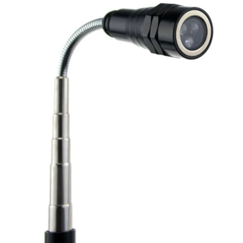 

3Led Picker Tool Flashlight 360 Degree Rotating & Bottom Brush 1/4 Quick-Insertion Universal Wheel Car Chassis Cleaner