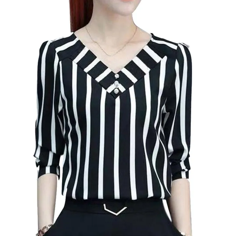 

Office Ladies Blouses Female Long Sleeve Shirts Women Striped Blouse Autumn Shirt Tops
