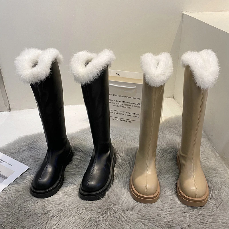 

Женские резиновые сапоги, зимняя обувь, сапоги-женские сапоги на молнии, привлекательные сапоги до бедра на высоком каблуке с круглым носко...