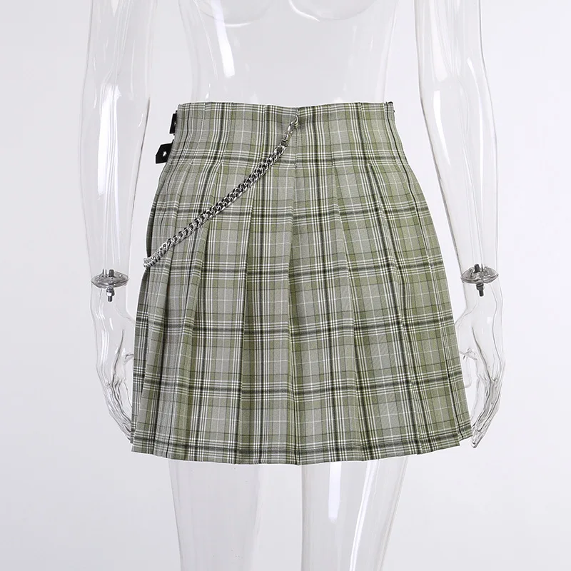 

Plaid Pleated Skirt Summer Women Asymmetrical Patckwork Harajuku Goth High Waist Skirt Sweet Preppy Style A-Line Mini Skirt Y2k
