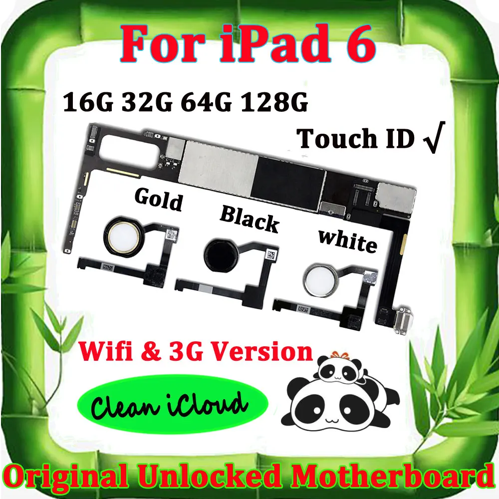 Оригинальная материнская плата для iPad 6 Air 2 WLAN, сотовая версия 16G 32G 64G 128G A1567, материнская плата с сенсорным ID, разблокировочная логическая плата