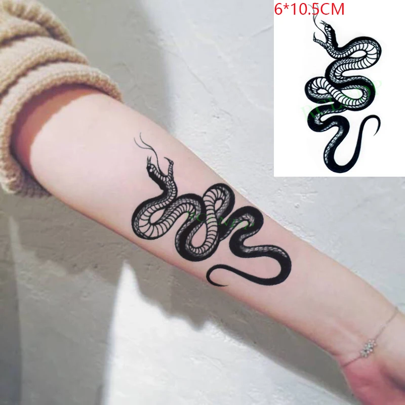 Водостойкая Временная тату-наклейка змея крутая могучая зло Сексуальная